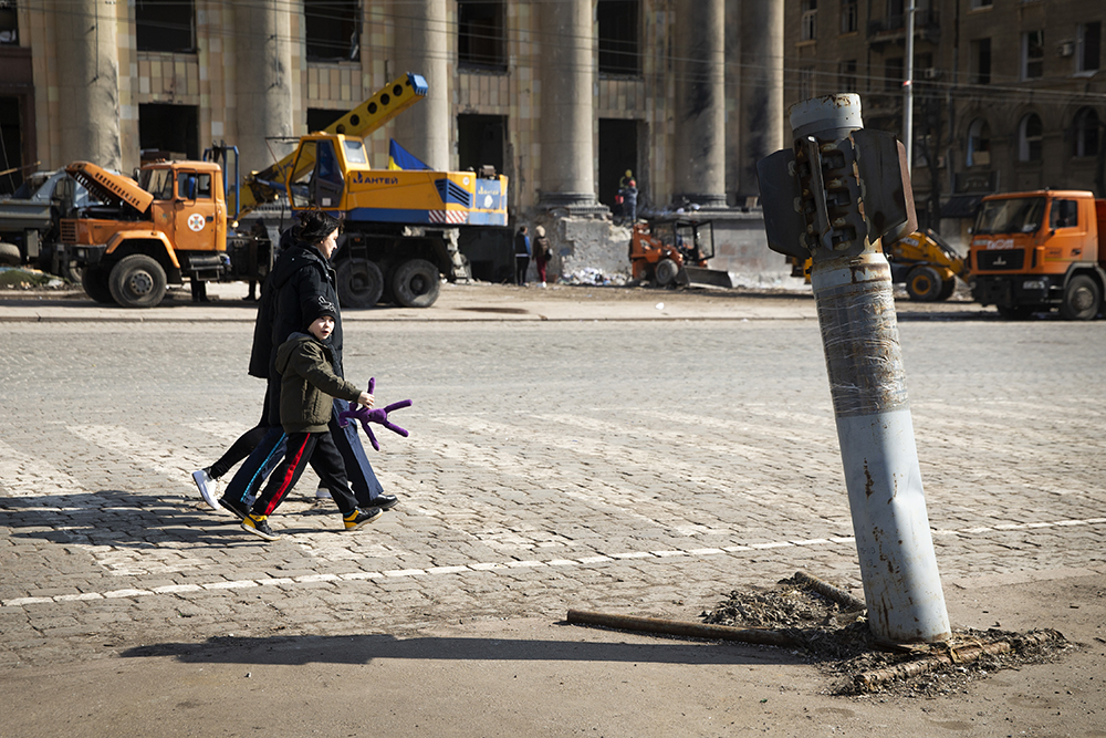 Contract photographerWalking buy old Russian rocket in Kharkiv