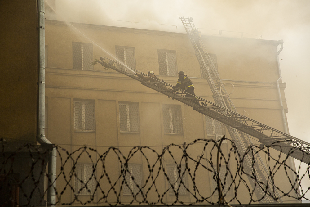 Firefighters Extinguish Fire from Russian Attack