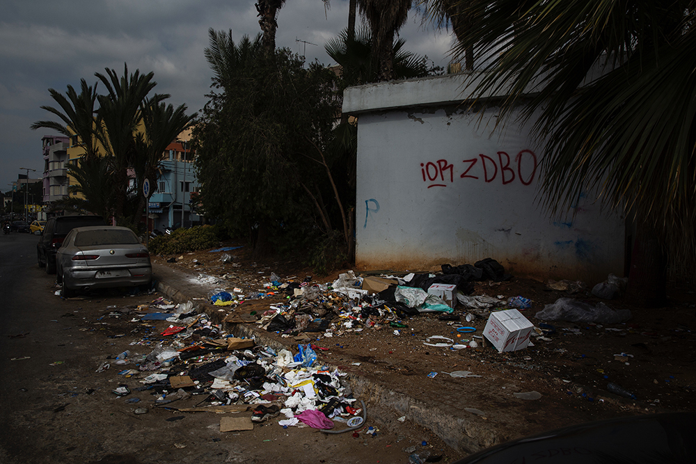 Trash build up in Beirut, Lebanon